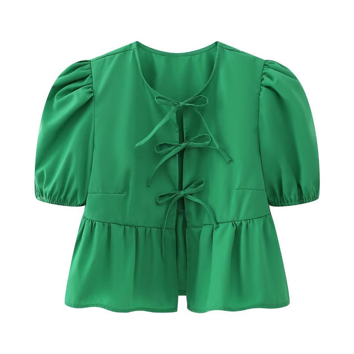 Zomerse Blouse Top - Luchtig - Katoen - Perfect voor Warme Dagen - Groen / S - Dames Kleding > Tops