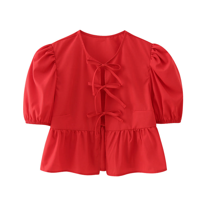 Zomerse Blouse Top - Luchtig - Katoen - Perfect voor Warme Dagen - Rood / S - Dames Kleding > Tops