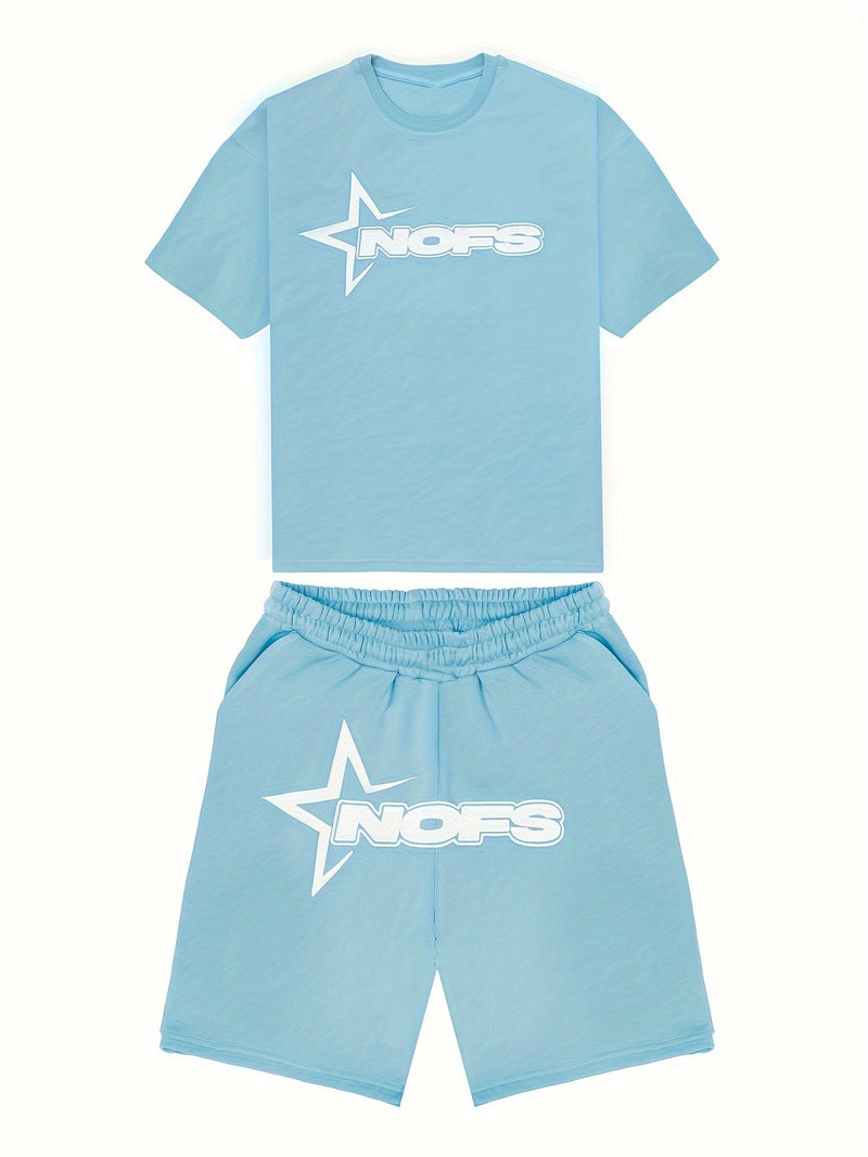 Zomerset Heren - Casual Korte Broek en T-shirt - Luchtig Katoen - Blauw / XS - 2 piece sets