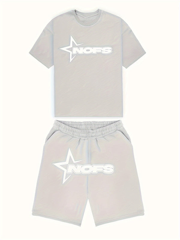 Zomerset Heren - Casual Korte Broek en T-shirt - Luchtig Katoen - Licht Grijs / XS - 2 piece sets