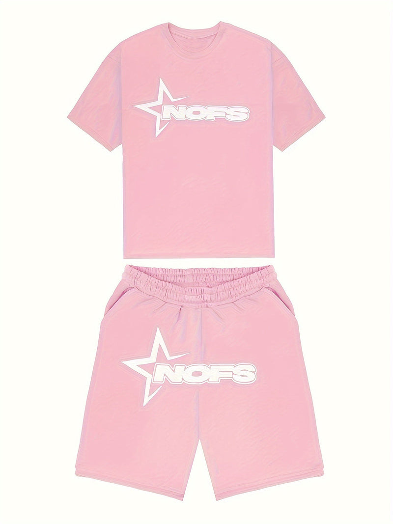 Zomerset Heren - Casual Korte Broek en T-shirt - Luchtig Katoen - Roze / XS - 2 piece sets