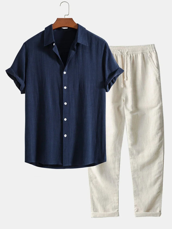 Zomerset Heren - Trendy - Lichtgewicht en Ademend - Perfect voor Zomerse Avonturen - Marineblauw / S - Men’s Summer Sets